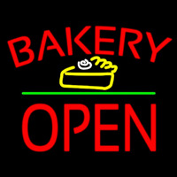 Bakery Logo Block Open Green Line Neonkyltti
