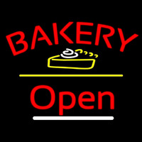Bakery Logo Open Yellow Line Neonkyltti
