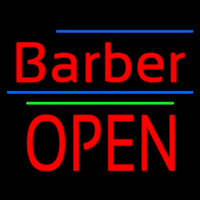 Barber Block Open Green Line Neonkyltti