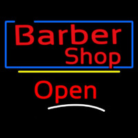Barber Shop Blue Border Open Neonkyltti