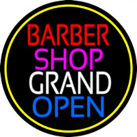 Barber Shop Grand Open With Yellow Border Neonkyltti