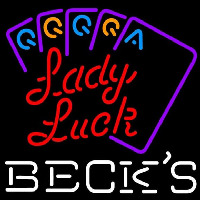 Becks Poker Lady Luck Series Beer Sign Neonkyltti