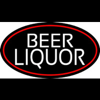 Beer Liquor Oval With Red Border Neonkyltti