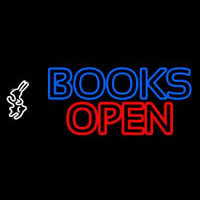 Blue Books With Rabbit Logo Open Neonkyltti