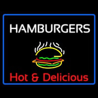 Blue Border Hamburgers Hot And Delicious With Border Neonkyltti