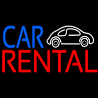 Blue Car Red Rental With Logo Neonkyltti