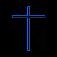 Blue Christian Cross Neonkyltti
