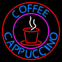 Blue Coffee Cappuccino With Red Circle Neonkyltti