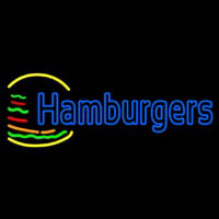 Blue Double Stroke Hamburgers Neonkyltti