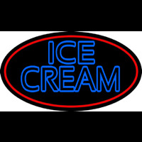 Blue Double Stroke Ice Cream With Red Oval Neonkyltti