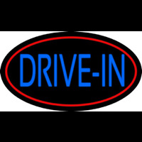 Blue Drive In With Red Border Neonkyltti