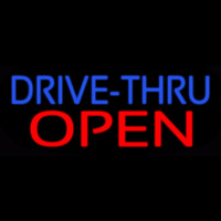 Blue Drive Thru Red Open Neonkyltti