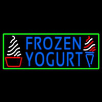 Blue Frozen Yogurt With Green Border Logo Neonkyltti