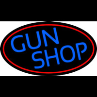 Blue Gun Shop With Red Round Neonkyltti