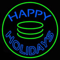 Blue Happy Holidays Block Neonkyltti