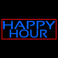 Blue Happy Hour With Red Border Neonkyltti
