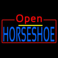Blue Horseshoe Open Neonkyltti