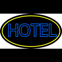 Blue Hotel With Yellow Border Neonkyltti