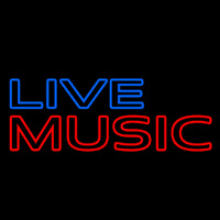 Blue Live Music Block Mic Logo Neonkyltti