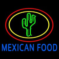 Blue Mexican Food With Cactus Logo Neonkyltti