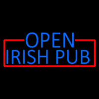 Blue Open Irish Pub With Red Border Neonkyltti