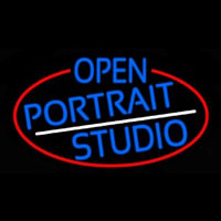 Blue Open Portrait Studio Oval With Red Border Neonkyltti