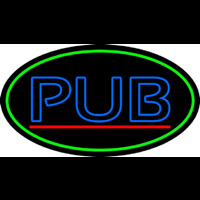 Blue Pub Oval With Green Border Neonkyltti