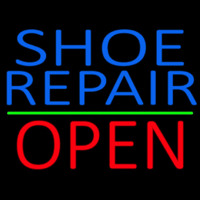 Blue Shoe Repair Open With Green Line Neonkyltti