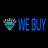 Blue We Buy Diamond Logo Neonkyltti