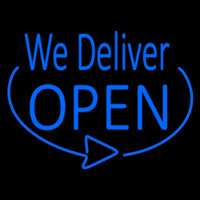 Blue We Deliver Open Neonkyltti