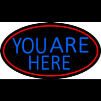 Blue You Are Here Oval With Red Border Neonkyltti