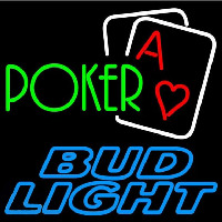 Bud Light Green Poker Beer Sign Neonkyltti