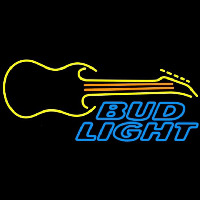 Bud Light Guitar Yellow Orange Beer Sign Neonkyltti