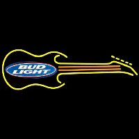 Bud Light Guitar Yellow Orange Beer Sign Neonkyltti