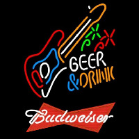 Budweiser Red And Drink Guitar Beer Sign Neonkyltti