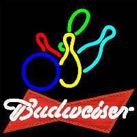 Budweiser Red Colored Bowling Beer Sign Neonkyltti