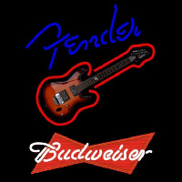 Budweiser Red Fender Blue Red Guitar Beer Sign Neonkyltti