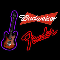 Budweiser Red Fender Red Guitar Beer Sign Neonkyltti