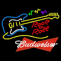 Budweiser Red Rock N Roll Yellow Guitar Beer Sign Neonkyltti