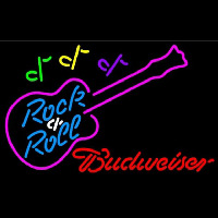 Budweiser Rock N Roll Pink Guitar Beer Sign Neonkyltti