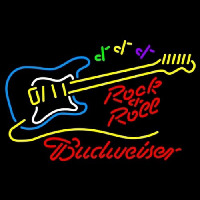 Budweiser Rock N Roll Yellow Guitar Neonkyltti