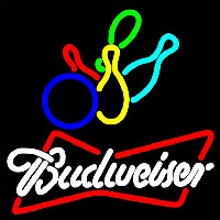 Budweiser White Colored Bowling Beer Sign Neonkyltti