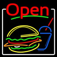 Burger And Drink Open Neonkyltti