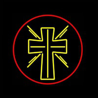 Christian Cross With Border Neonkyltti