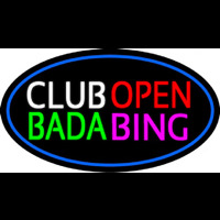 Club Open Bada Bing With Blue Border Neonkyltti