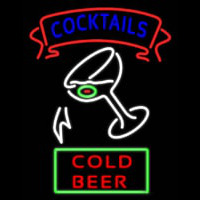 Cocktail Cold Beer With Glass Real Neon Glass Tube Neonkyltti