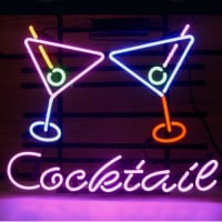 Cocktail Martini Olut Baari Avoinna Neonkyltti