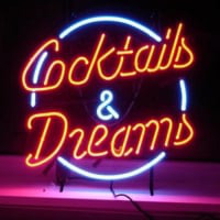 Cocktails And Dreams Olut Baari Avoinna Neonkyltti