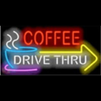Coffee Drive Thru with Right Arrow Neonkyltti