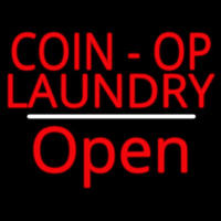 Coin Op Laundry Open White Line Neonkyltti
